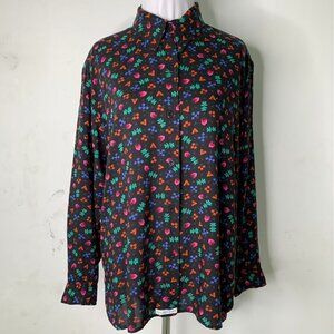 Vintage 80's Club California Multi Retro Button Down Long Sleeve Shirt Size M